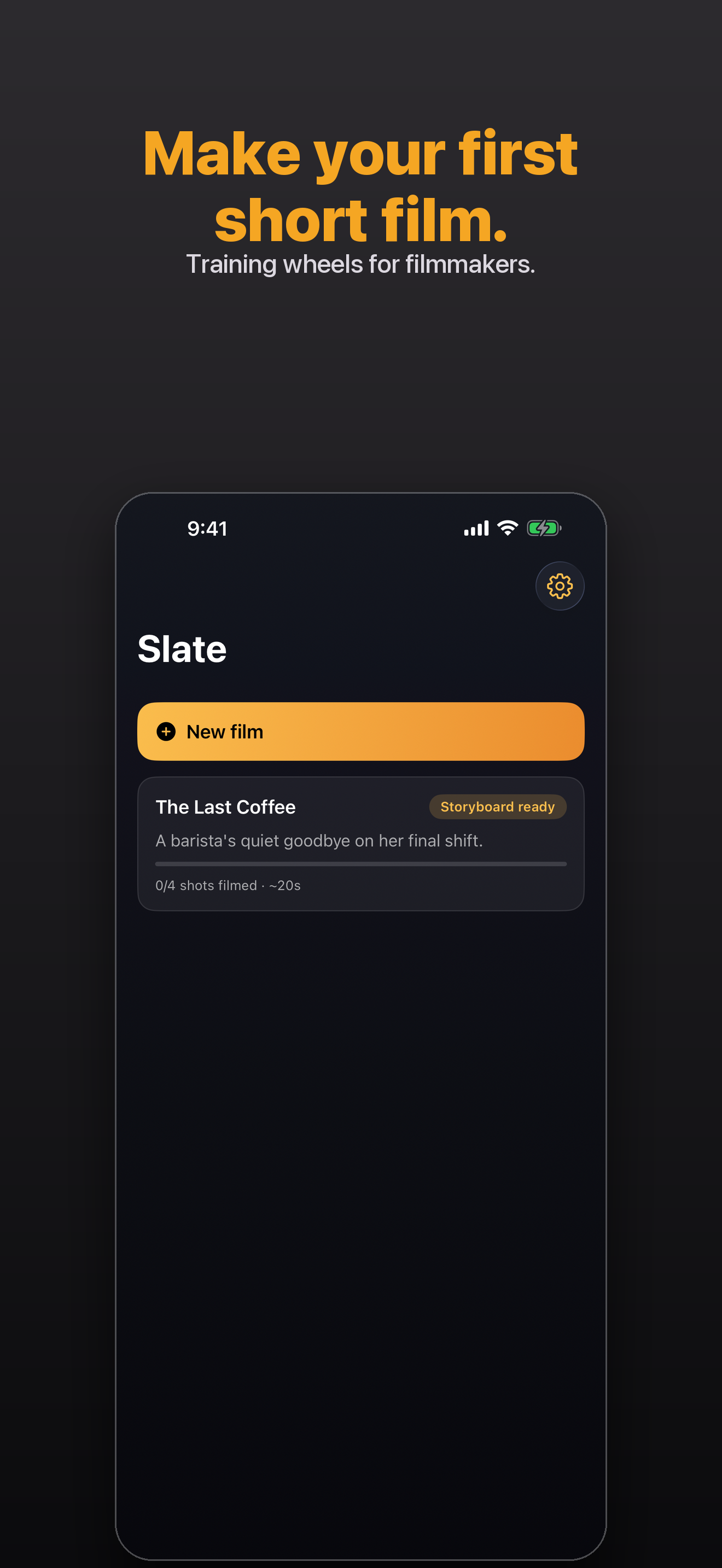 Slate — your film projects, each with its storyboard and progress